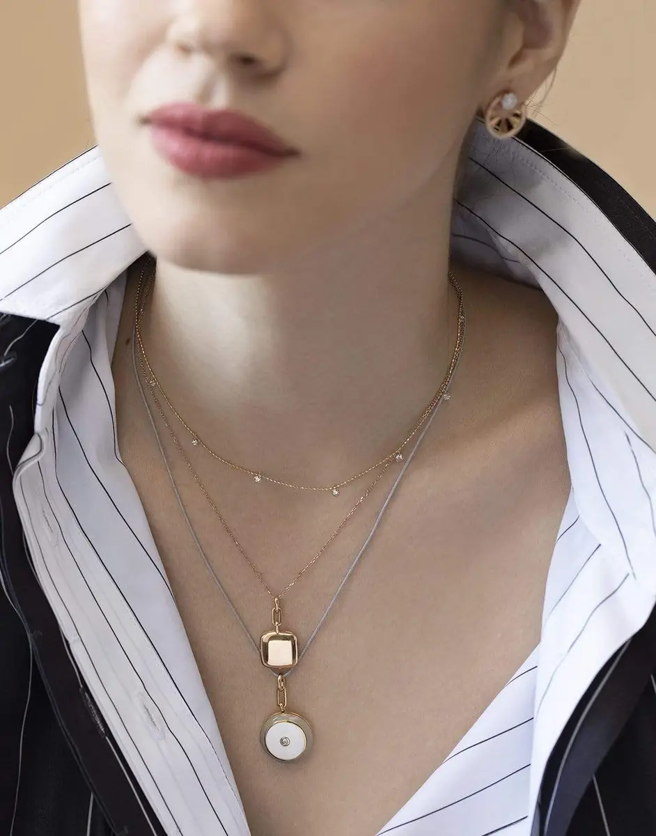 GRAZIELA Yellow Gold Tiny Floating Diamond Necklace | Thumbnail 2 GRAZIELA Yellow Gold Tiny Floating Diamond Necklace | Thumbnail 2