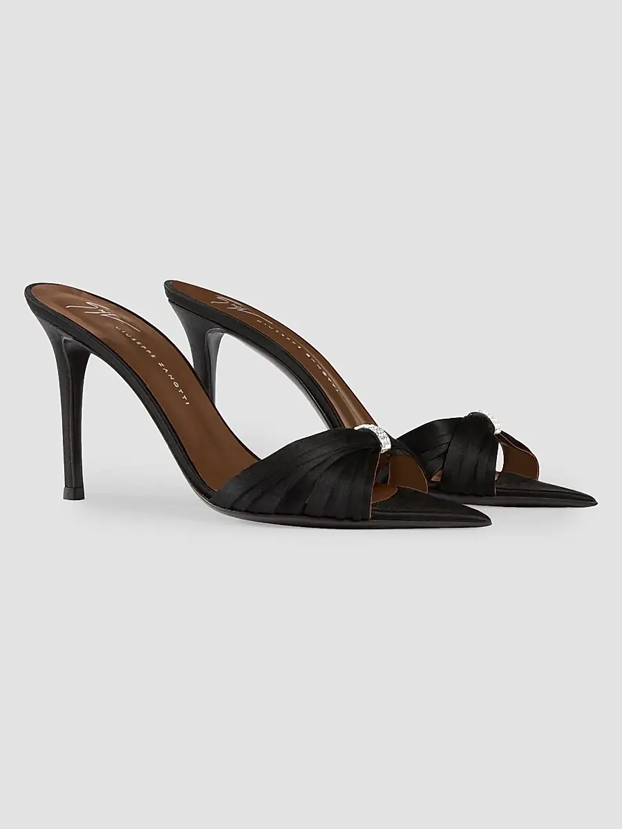 Giuseppe Zanotti Women's Intrigo 90MM Silk Stiletto Mules | Thumbnail 4 Giuseppe Zanotti Women's Intrigo 90MM Silk Stiletto Mules | Thumbnail 4