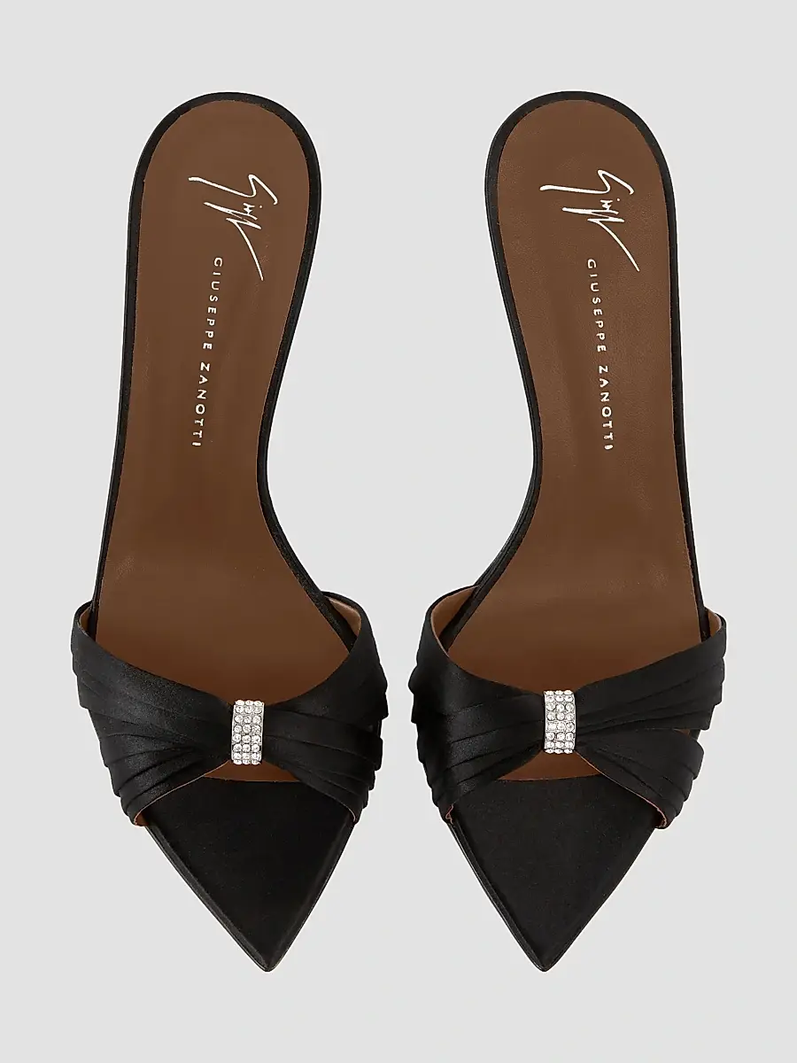 Giuseppe Zanotti Women's Intrigo 90MM Silk Stiletto Mules | Thumbnail 5 Giuseppe Zanotti Women's Intrigo 90MM Silk Stiletto Mules | Thumbnail 5