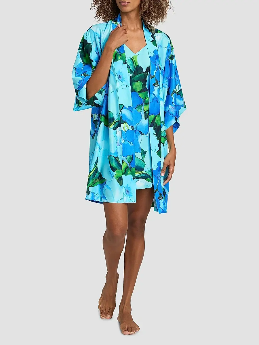 Natori Women's Isla Floral Charmeuse Wrap | Thumbnail 2 Natori Women's Isla Floral Charmeuse Wrap | Thumbnail 2