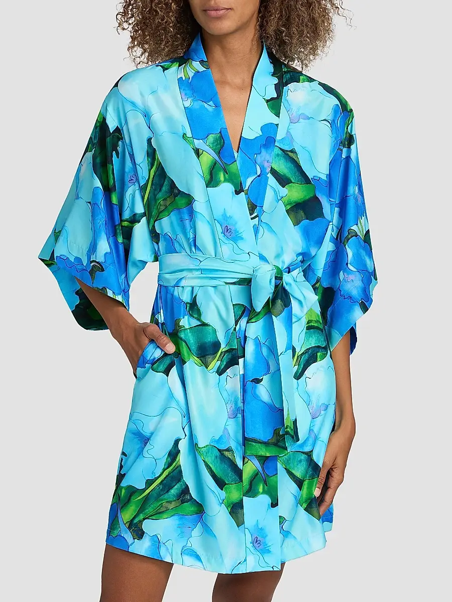 Natori Women's Isla Floral Charmeuse Wrap | Thumbnail 3 Natori Women's Isla Floral Charmeuse Wrap | Thumbnail 3