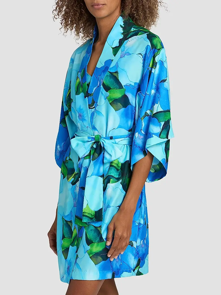 Natori Women's Isla Floral Charmeuse Wrap | Thumbnail 4 Natori Women's Isla Floral Charmeuse Wrap | Thumbnail 4