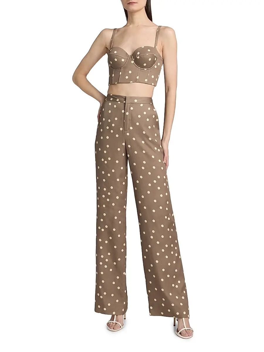 L'Agence Women's Livvy Polka Dot Straight-Leg Trousers | Thumbnail 2 L'Agence Women's Livvy Polka Dot Straight-Leg Trousers | Thumbnail 2
