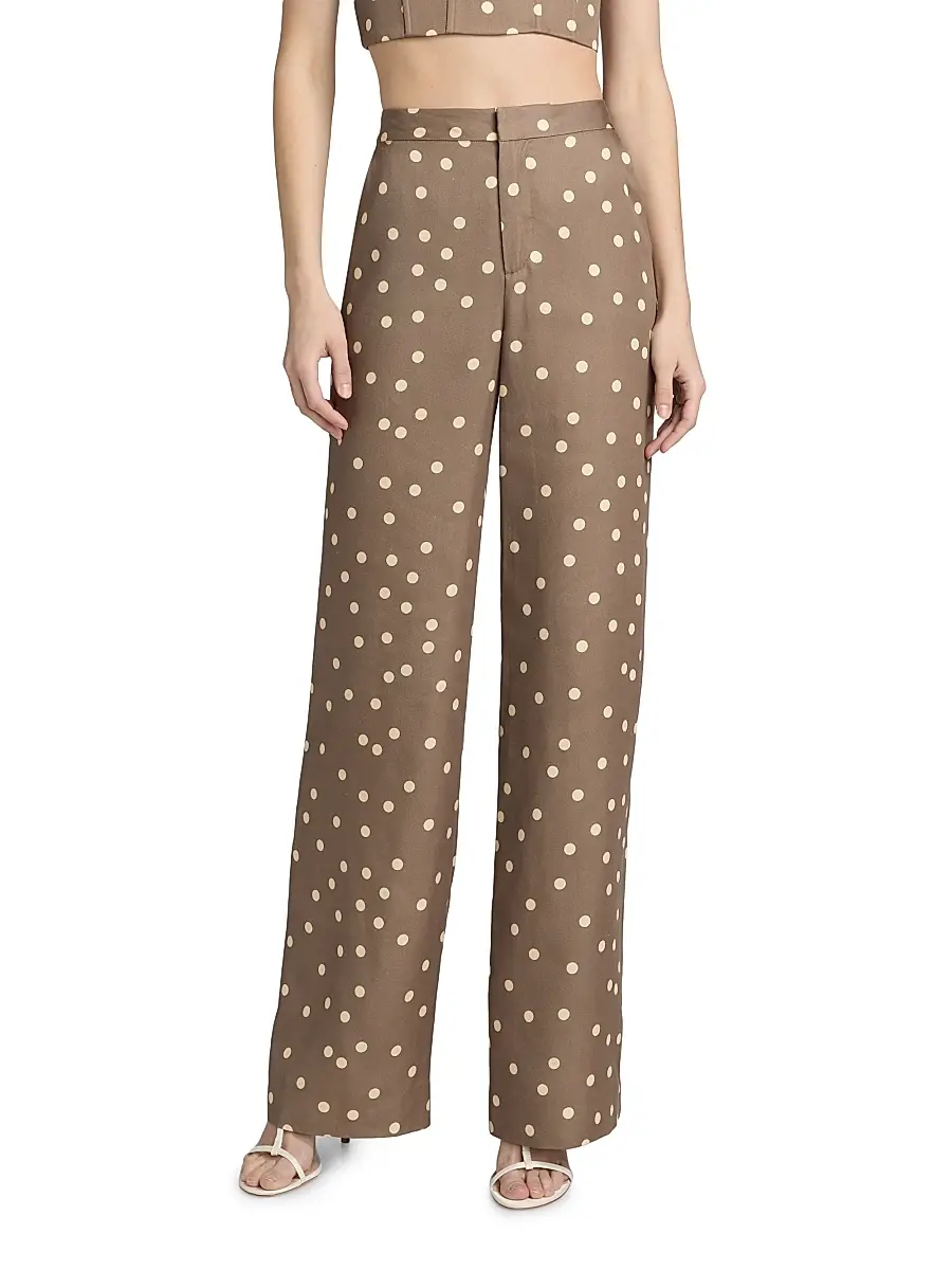 L'Agence Women's Livvy Polka Dot Straight-Leg Trousers | Thumbnail 3 L'Agence Women's Livvy Polka Dot Straight-Leg Trousers | Thumbnail 3