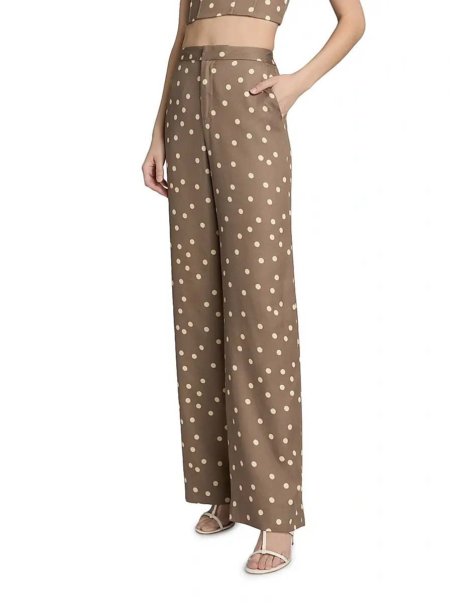 L'Agence Women's Livvy Polka Dot Straight-Leg Trousers | Thumbnail 4 L'Agence Women's Livvy Polka Dot Straight-Leg Trousers | Thumbnail 4