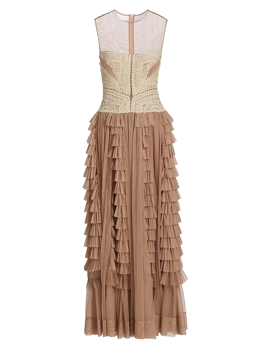 Ulla Johnson Women's Orla Crochet Tulle-Skirt Maxi Dress | Image 1 Ulla Johnson Women's Orla Crochet Tulle-Skirt Maxi Dress | Image 1