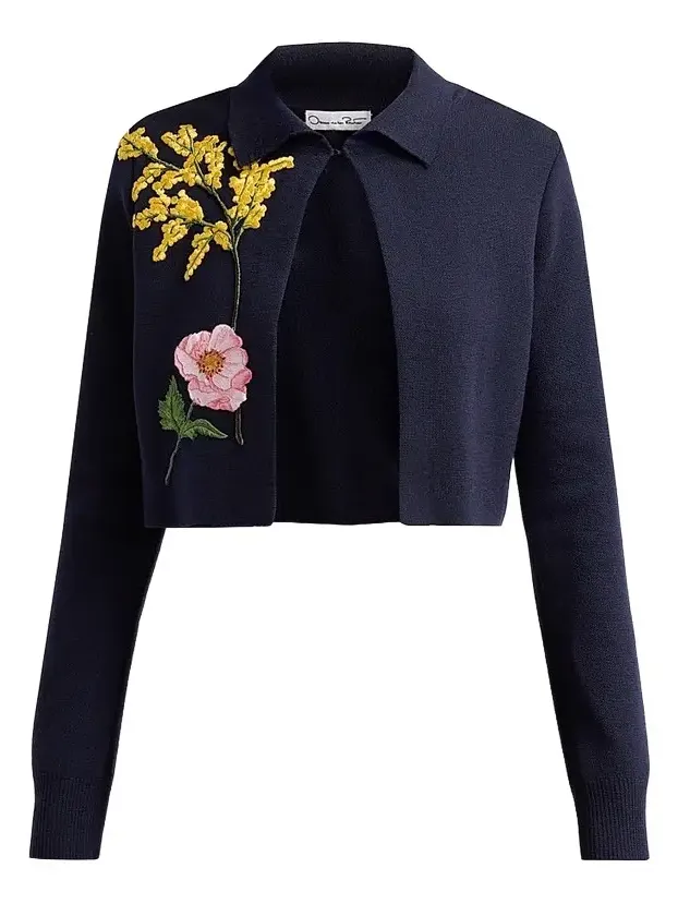 Women's Floral Embroidered Knit Jacket