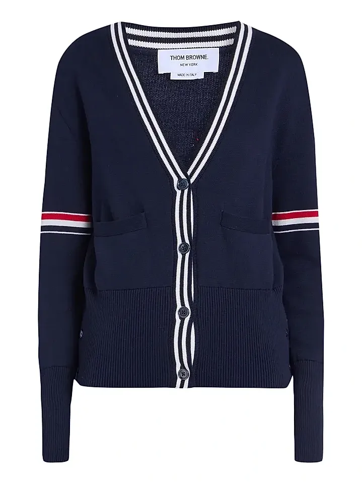 Thom Browne Women's Sailboat Jacquard V-Neck Cardigan