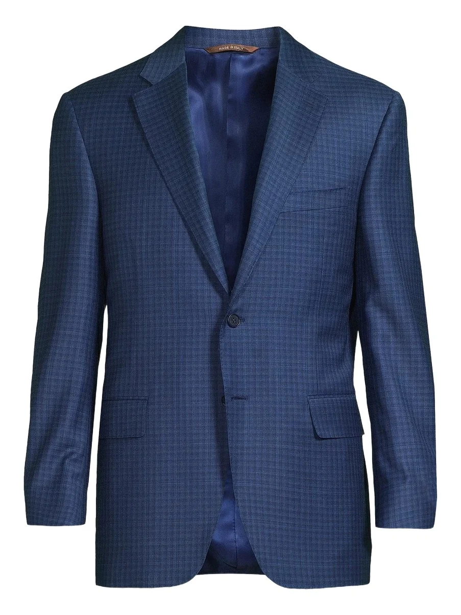 Men's Micro-Plaid Wool Business Sport Coat