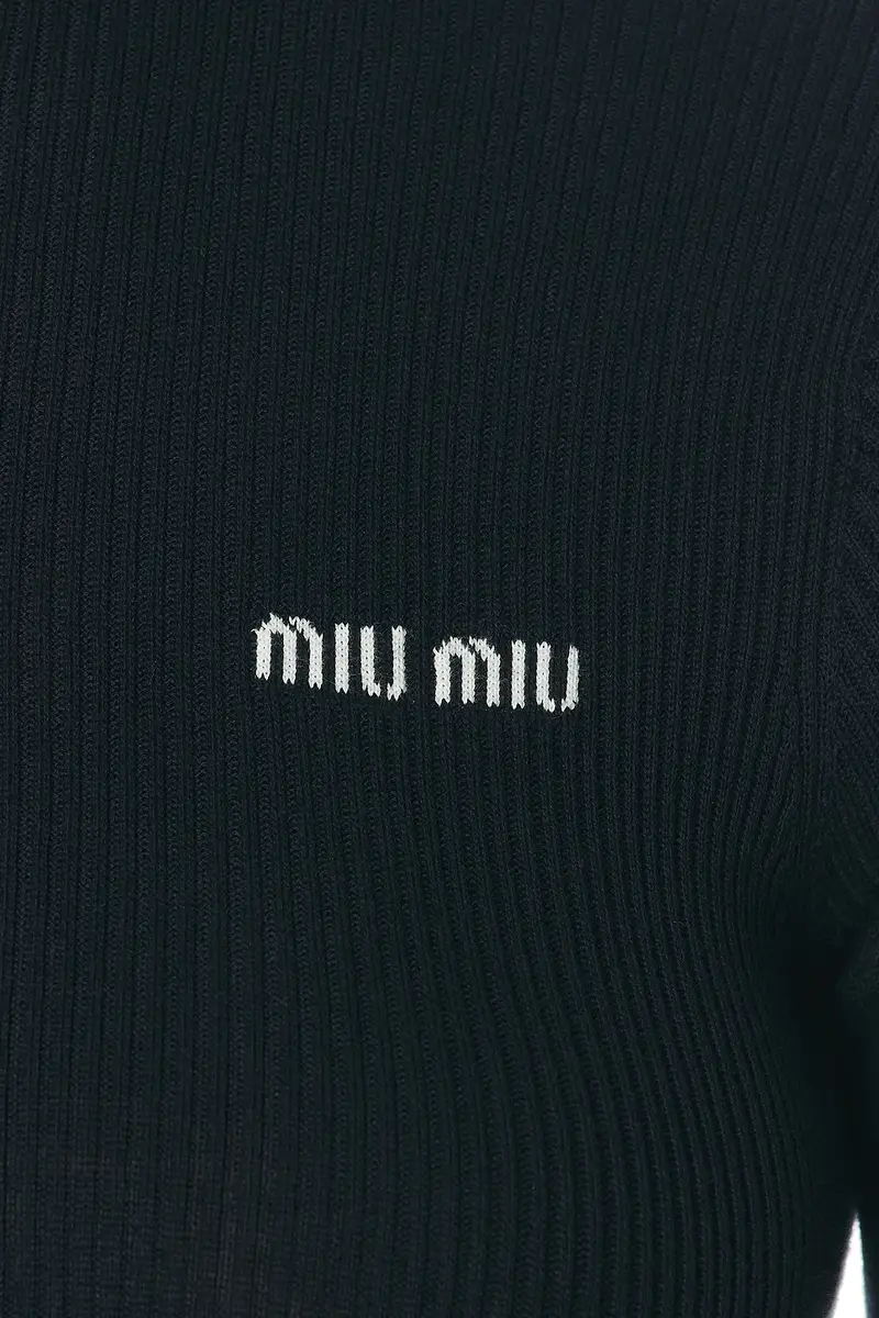 Miu Miu Cotton Ribs Dress | Thumbnail 4 Miu Miu Cotton Ribs Dress | Thumbnail 4