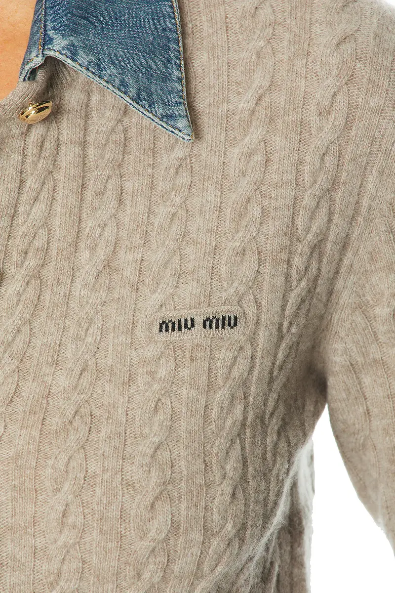 Miu Miu Wool Cashmere Chambray Cardigan | Thumbnail 5 Miu Miu Wool Cashmere Chambray Cardigan | Thumbnail 5