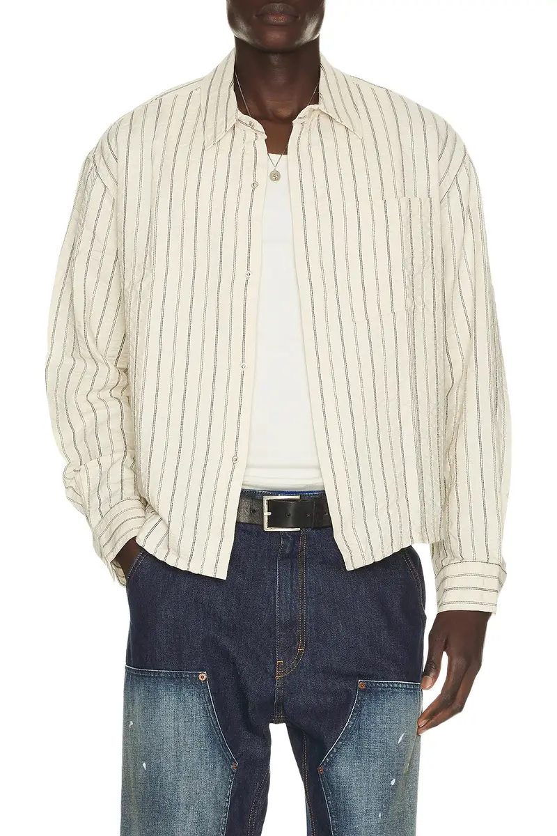 Bound Porto Herringbone Stripe Long Sleeve Shirt