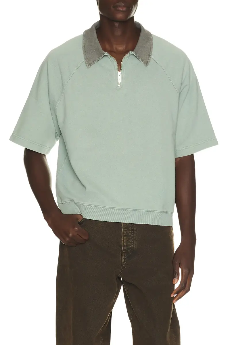 Bound Acid Wash Jersey 1/2 Zip Polo