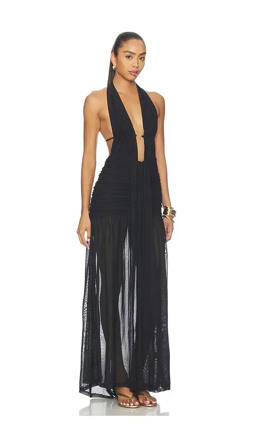 Runaway The Label Adrianna Plunge Ruched Maxi Dress | Thumbnail 2