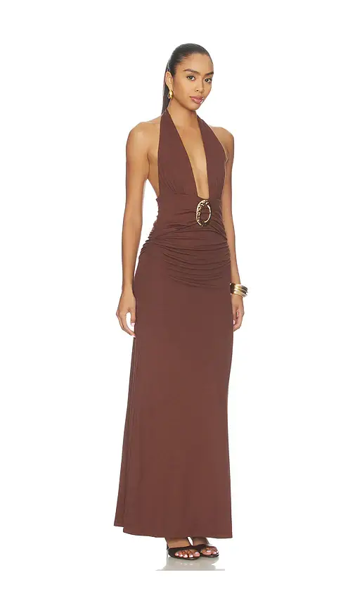 Runaway The Label Arina Halter V-neck Maxi Dress | Thumbnail 2