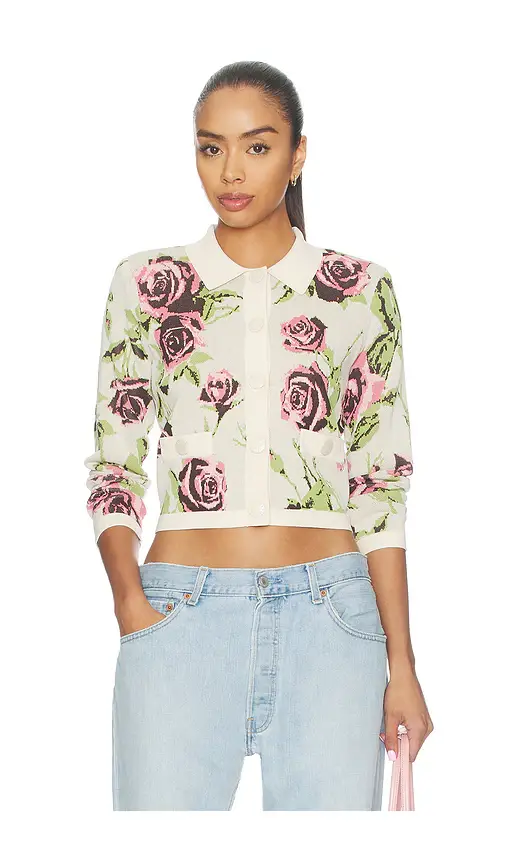 L'Agence Osiris Jacquard Collared Cardigan | Image 1 L'Agence Osiris Jacquard Collared Cardigan | Image 1
