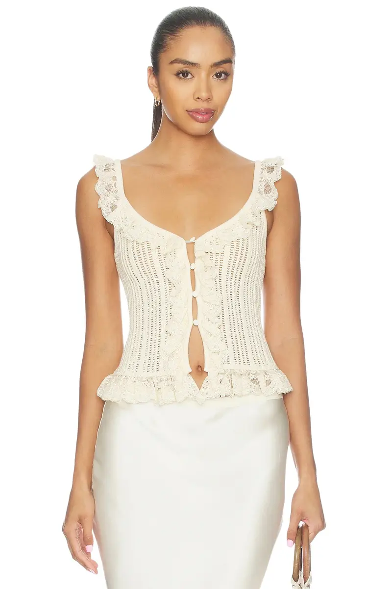 Leyla Pointelle Ruffle Top