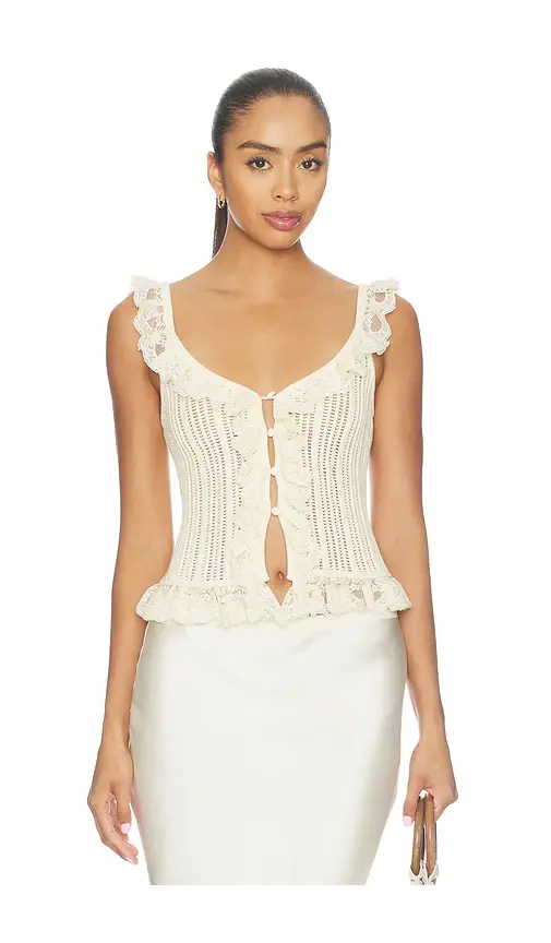 Tularosa Leyla Pointelle Ruffle Top | Image 1 Tularosa Leyla Pointelle Ruffle Top | Image 1
