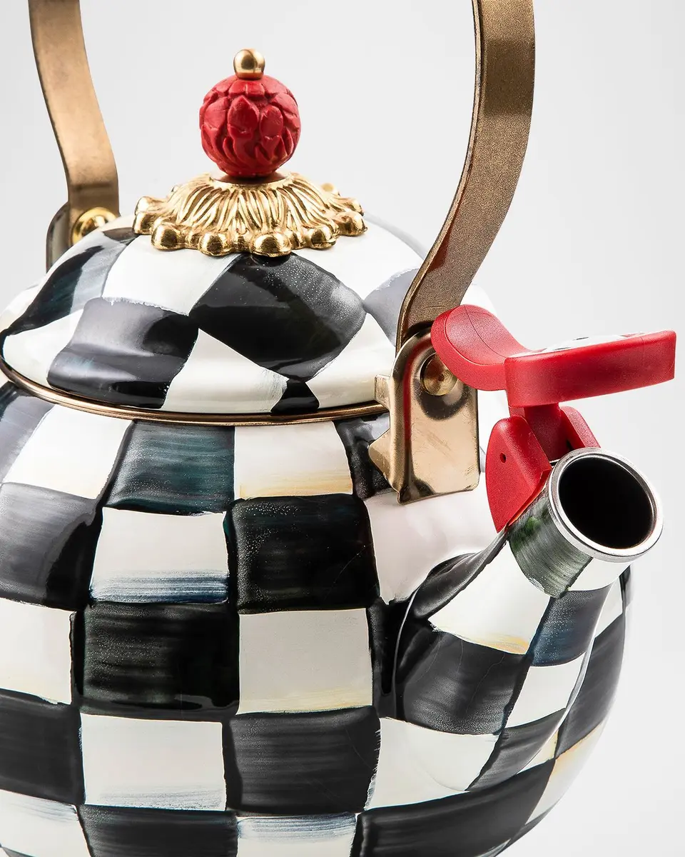 MacKenzie-Childs Courtly Check Enamel Whistling Tea Kettle | Thumbnail 3 MacKenzie-Childs Courtly Check Enamel Whistling Tea Kettle | Thumbnail 3