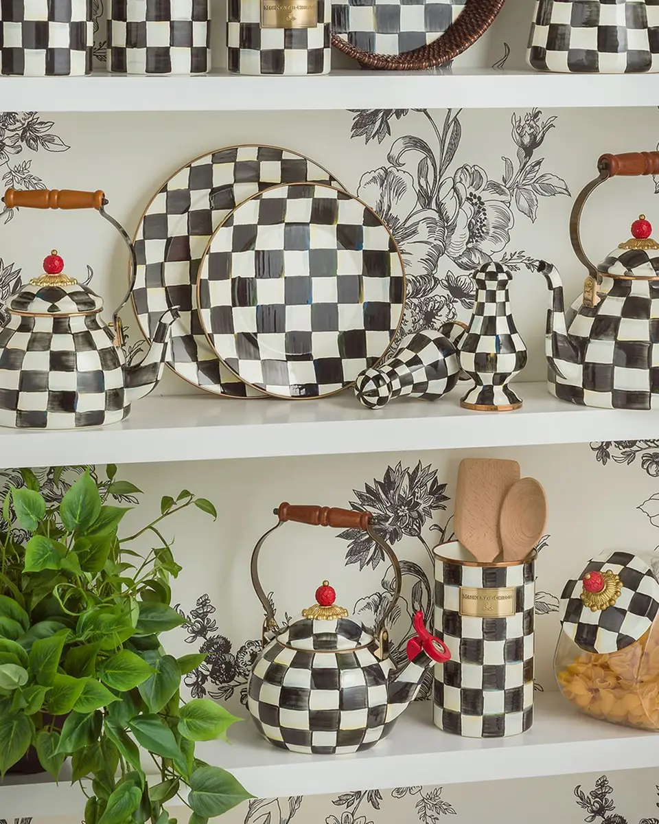 MacKenzie-Childs Courtly Check Enamel Whistling Tea Kettle | Thumbnail 7 MacKenzie-Childs Courtly Check Enamel Whistling Tea Kettle | Thumbnail 7