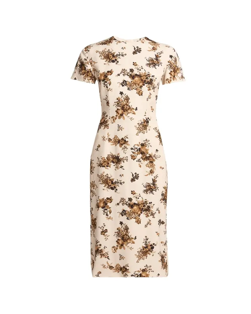 Jil Sander Short-Sleeve Bouquet Viscose Midi Dress | Image 1 Jil Sander Short-Sleeve Bouquet Viscose Midi Dress | Image 1