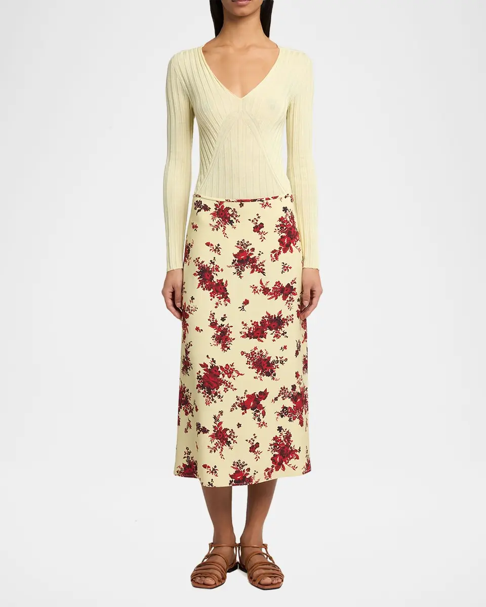 Jil Sander Floral-Print Viscose Midi Skirt | Thumbnail 2 Jil Sander Floral-Print Viscose Midi Skirt | Thumbnail 2