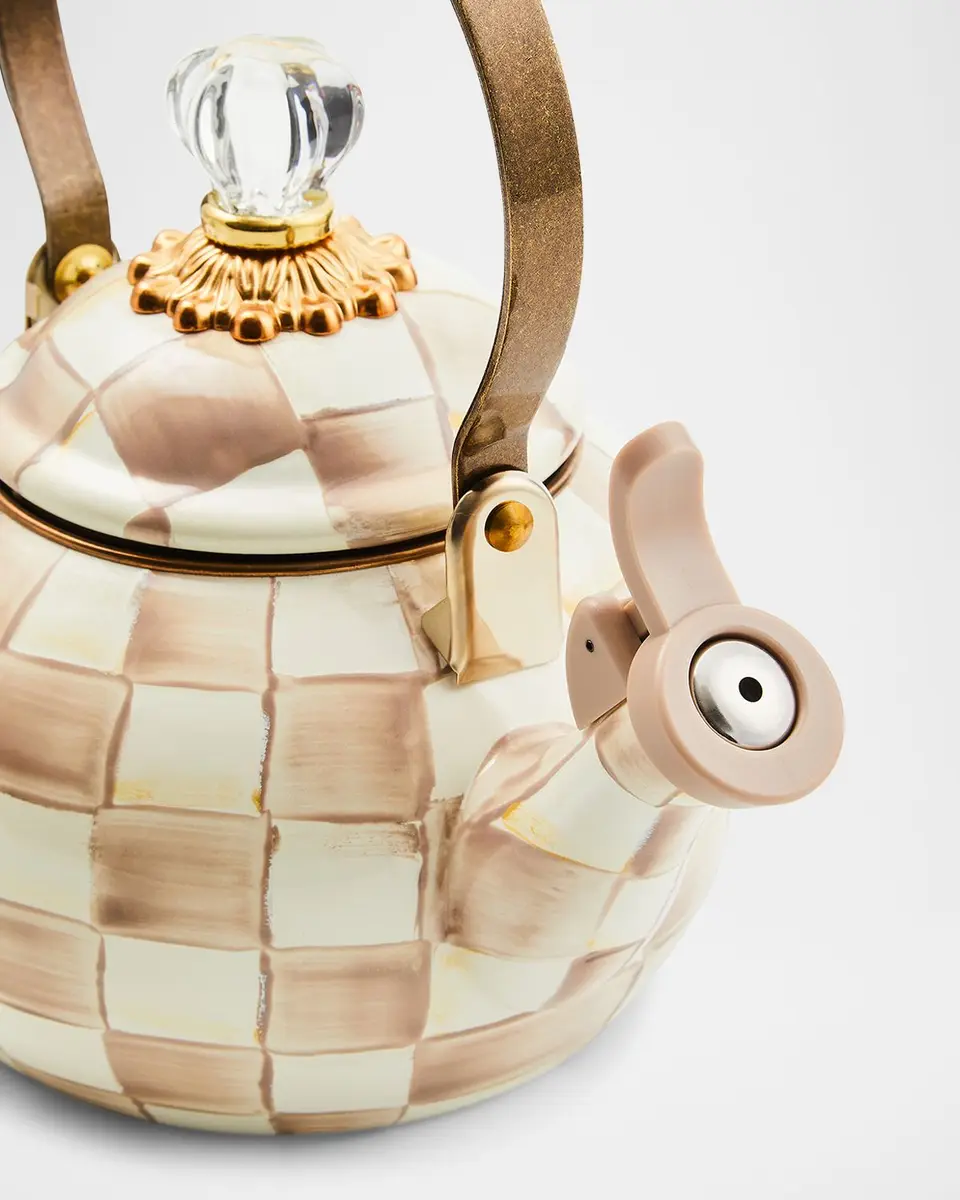 MacKenzie-Childs Mocha Check Whistling Tea Kettle | Thumbnail 2 MacKenzie-Childs Mocha Check Whistling Tea Kettle | Thumbnail 2