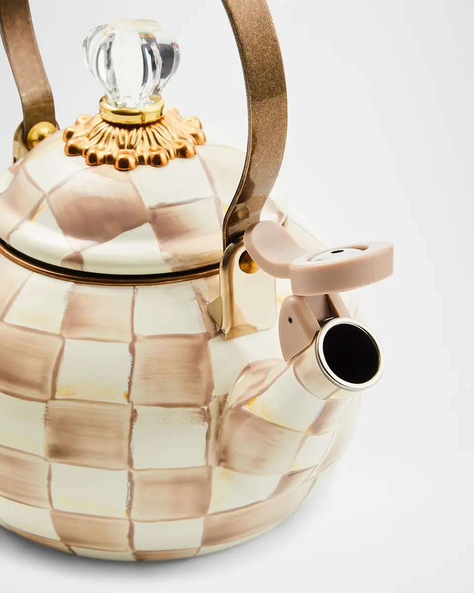 MacKenzie-Childs Mocha Check Whistling Tea Kettle | Thumbnail 3 MacKenzie-Childs Mocha Check Whistling Tea Kettle | Thumbnail 3