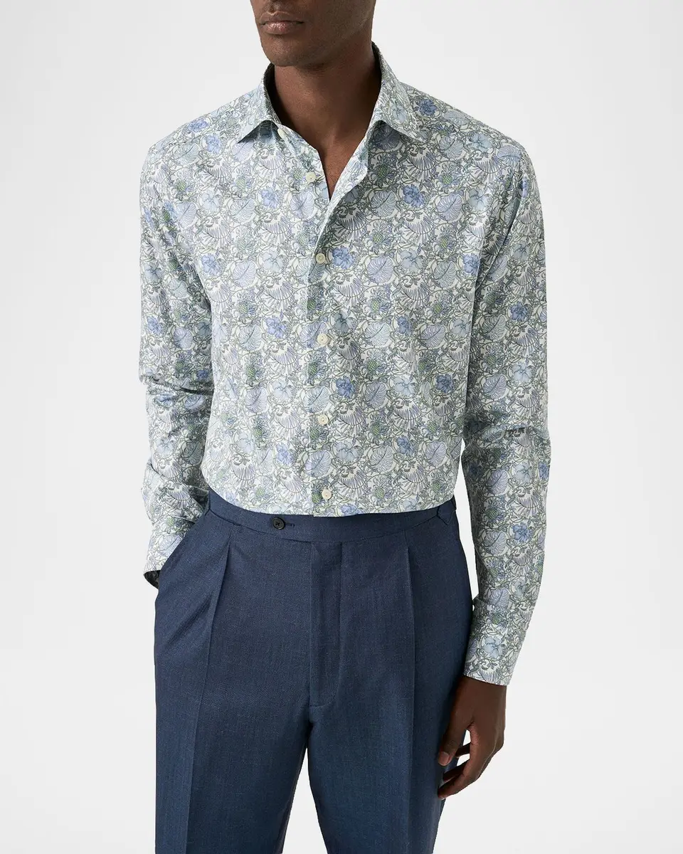 Eton Men's Signature Twill Floral Slim-Fit Dress Shirt | Thumbnail 4 Eton Men's Signature Twill Floral Slim-Fit Dress Shirt | Thumbnail 4