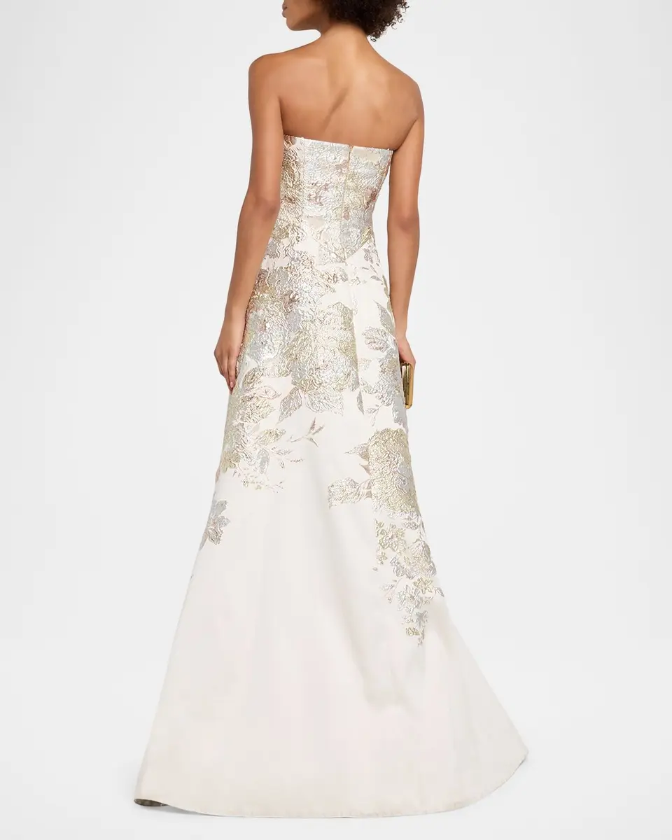 Rickie Freeman for Teri Jon Strapless Metallic Jacquard Gown | Thumbnail 3 Rickie Freeman for Teri Jon Strapless Metallic Jacquard Gown | Thumbnail 3