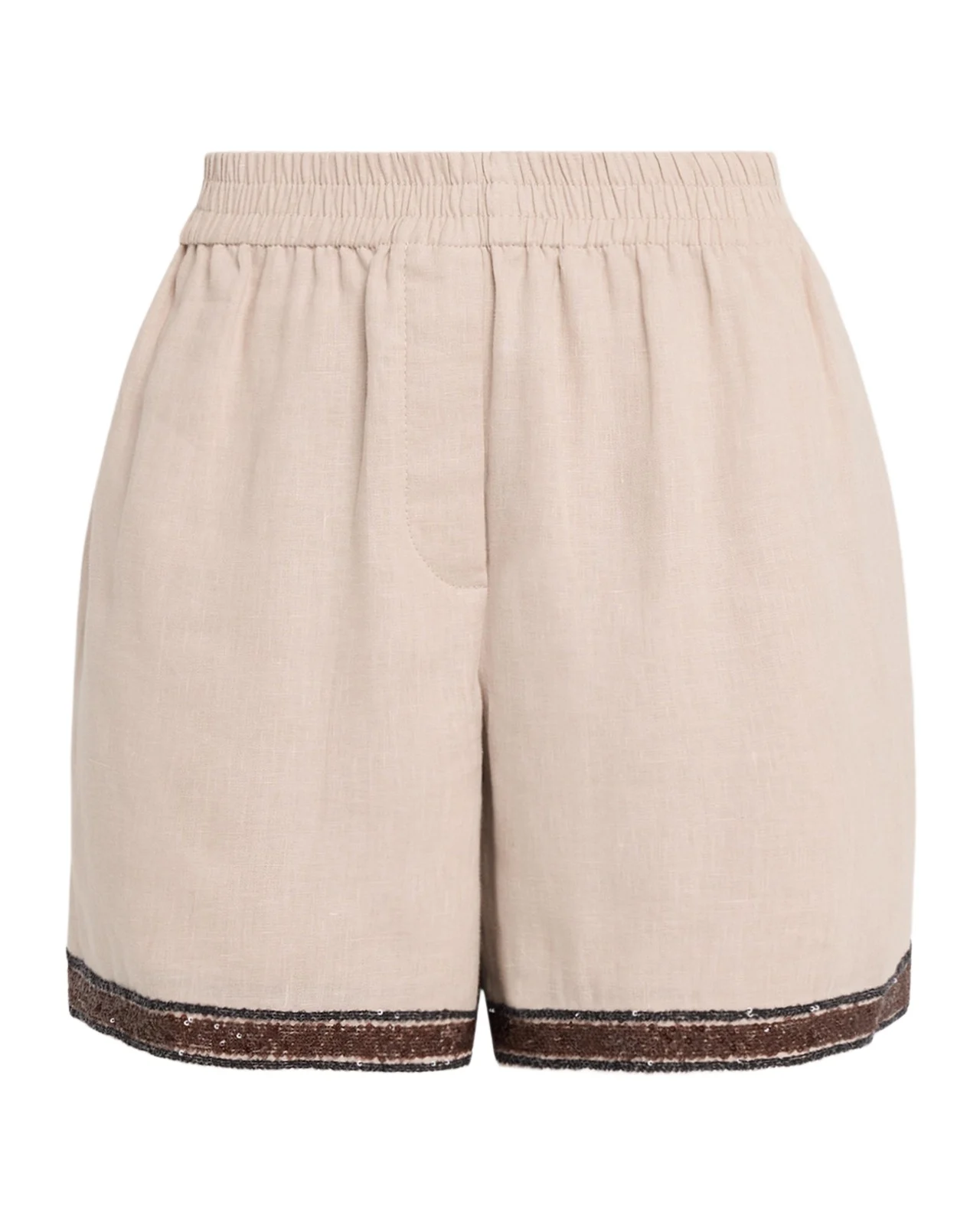 Brunello Cucinelli Paillette Embroidered Linen Bermuda Shorts