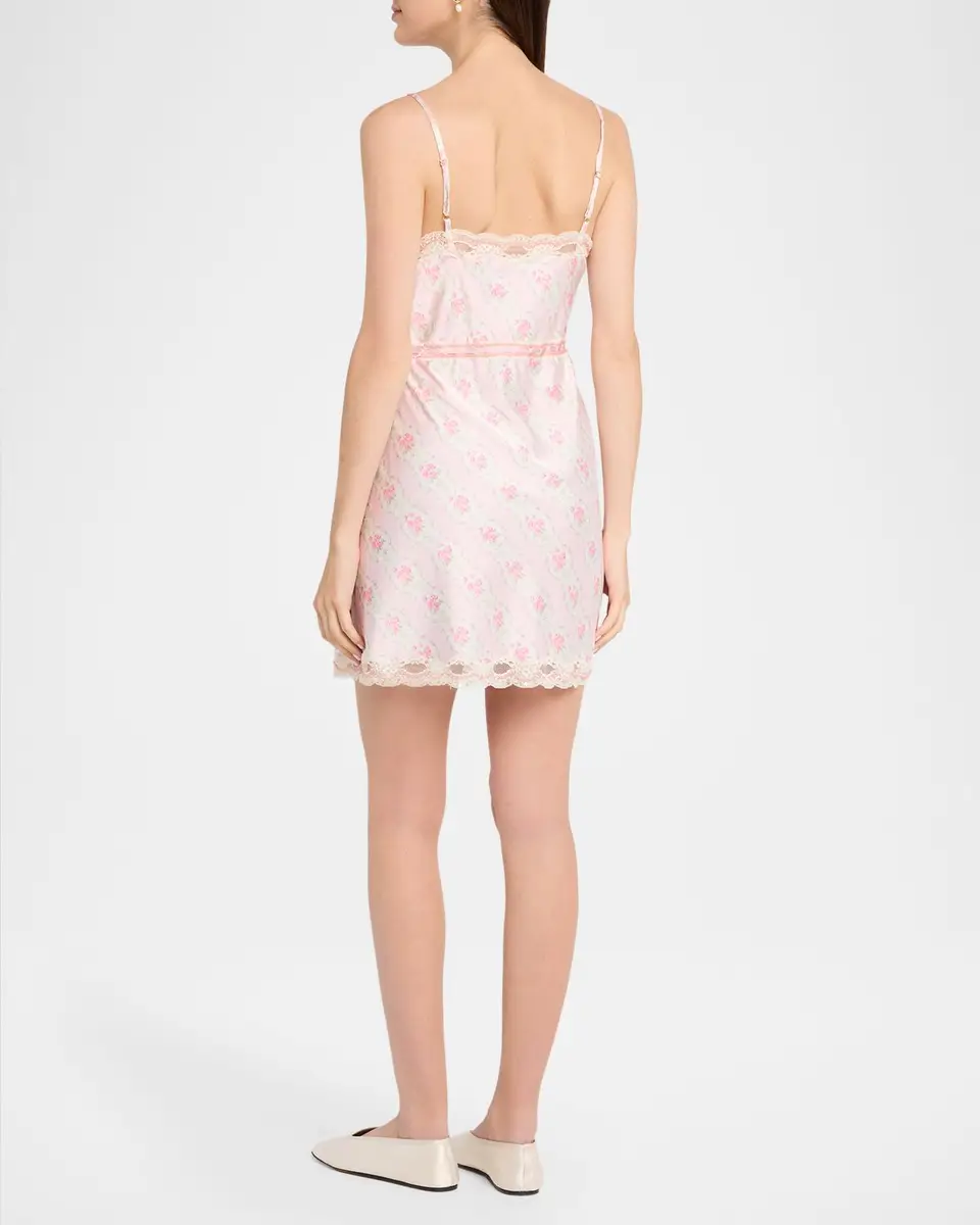 LoveShackFancy Nicoli Floral Satin Mini Dress | Thumbnail 3 LoveShackFancy Nicoli Floral Satin Mini Dress | Thumbnail 3
