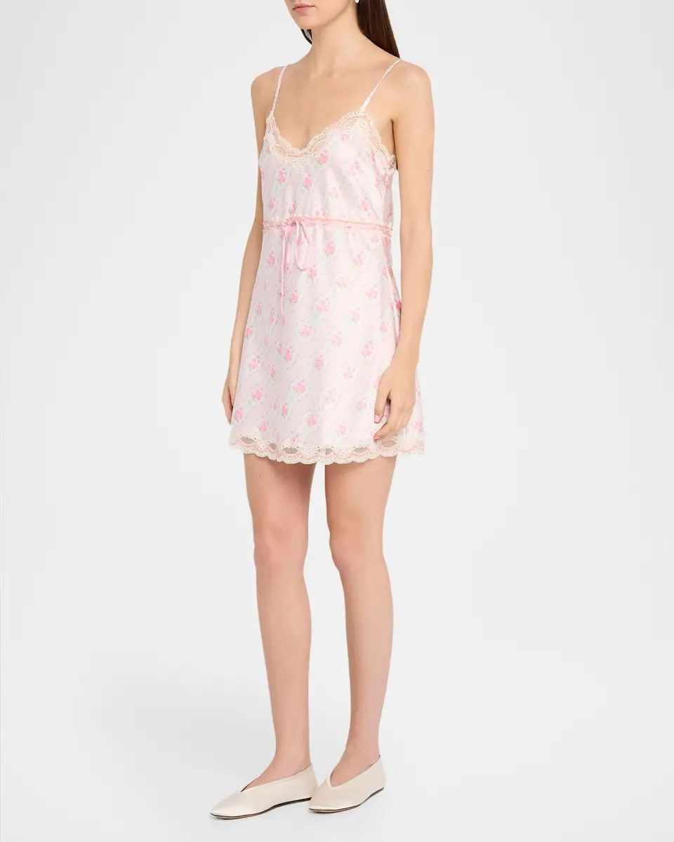 LoveShackFancy Nicoli Floral Satin Mini Dress | Thumbnail 4 LoveShackFancy Nicoli Floral Satin Mini Dress | Thumbnail 4