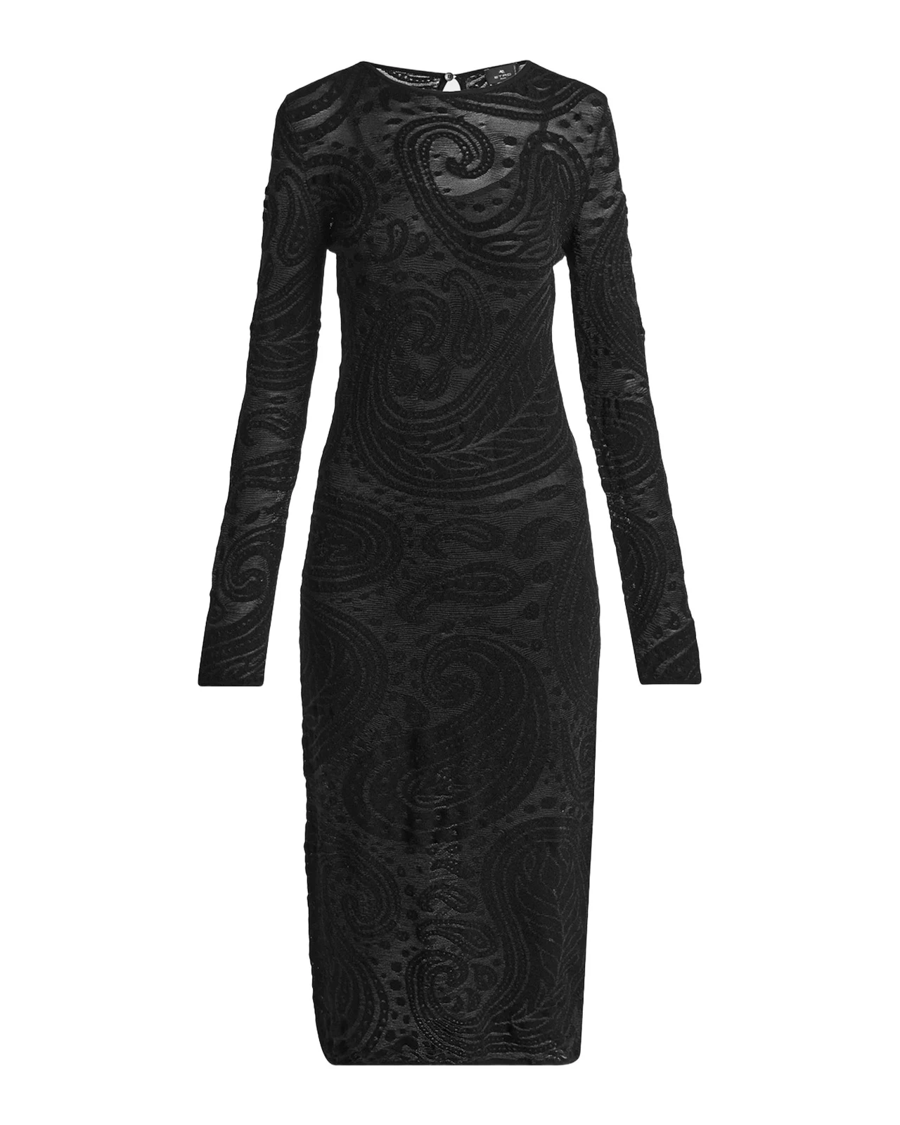 Sheer Paisley Knit Long-Sleeve Midi Dress Sheer Paisley Knit Long-Sleeve Midi Dress