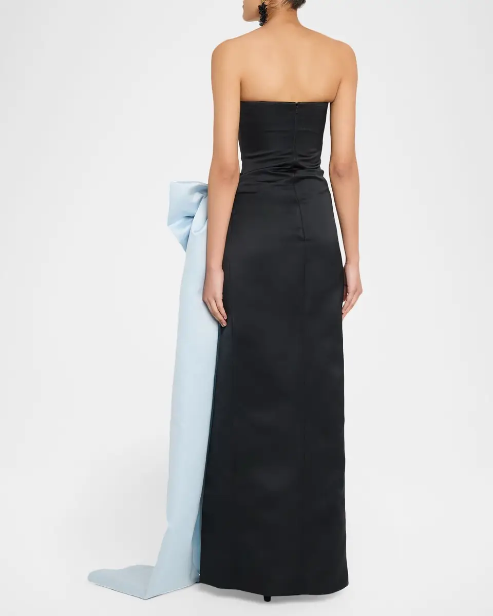 Atelier Prabal Gurung Strapless Satin Bow Column Gown | Thumbnail 3 Atelier Prabal Gurung Strapless Satin Bow Column Gown | Thumbnail 3