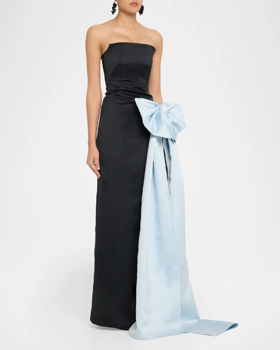 Atelier Prabal Gurung Strapless Satin Bow Column Gown | Thumbnail 4 Atelier Prabal Gurung Strapless Satin Bow Column Gown | Thumbnail 4