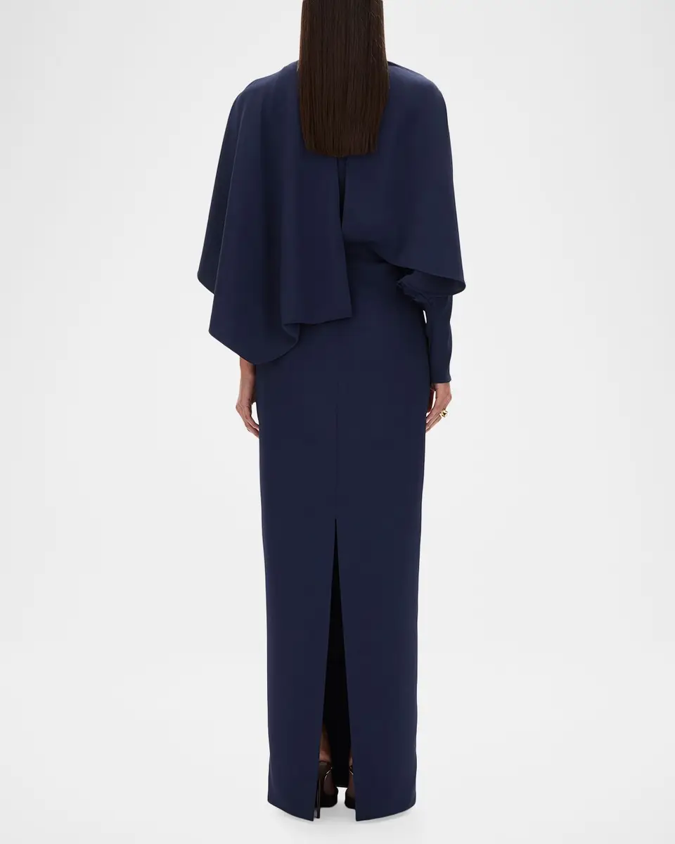 RACHEL GILBERT Amaris Long-Sleeve Capelet Column Gown | Thumbnail 3 RACHEL GILBERT Amaris Long-Sleeve Capelet Column Gown | Thumbnail 3