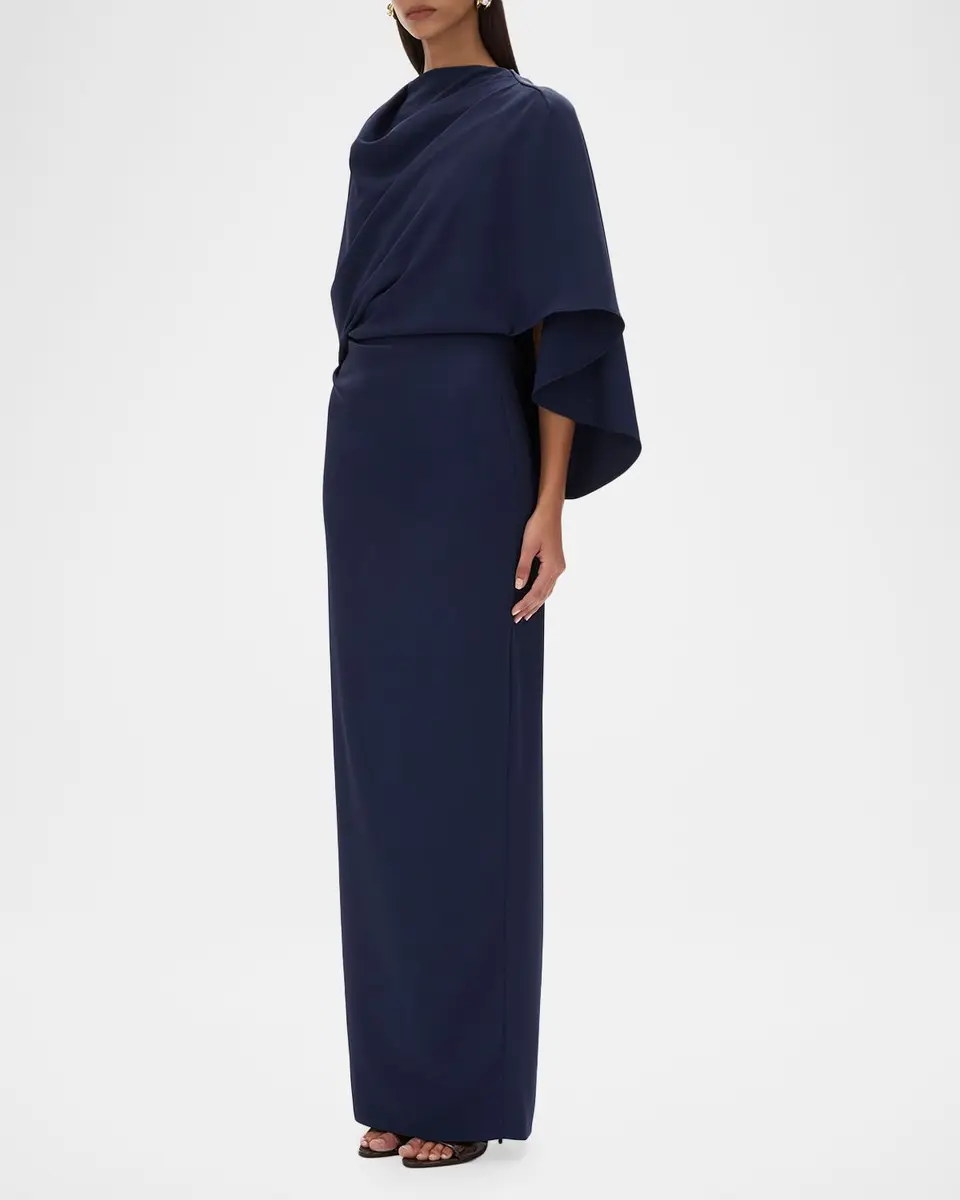 RACHEL GILBERT Amaris Long-Sleeve Capelet Column Gown | Thumbnail 4 RACHEL GILBERT Amaris Long-Sleeve Capelet Column Gown | Thumbnail 4