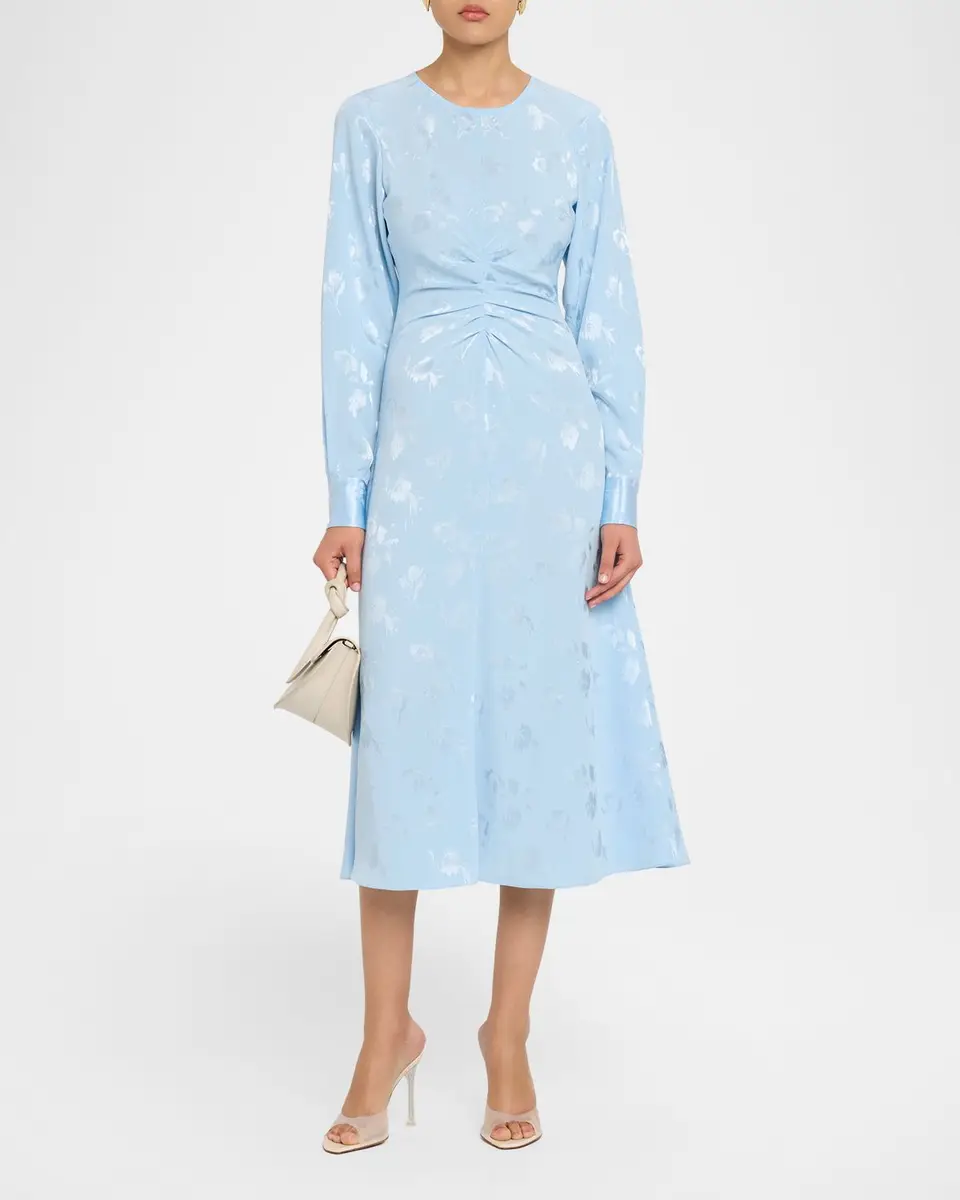 PRABAL GURUNG Long Sleeve Ruched Midi Dress | Thumbnail 2 PRABAL GURUNG Long Sleeve Ruched Midi Dress | Thumbnail 2