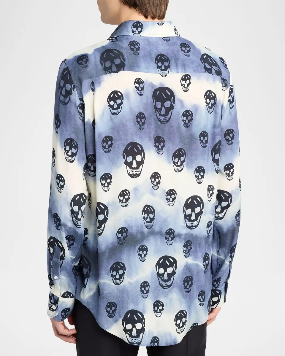 Alexander McQueen Men's Viscose Tie-Dye Skull Sport Shirt | Thumbnail 3 Alexander McQueen Men's Viscose Tie-Dye Skull Sport Shirt | Thumbnail 3