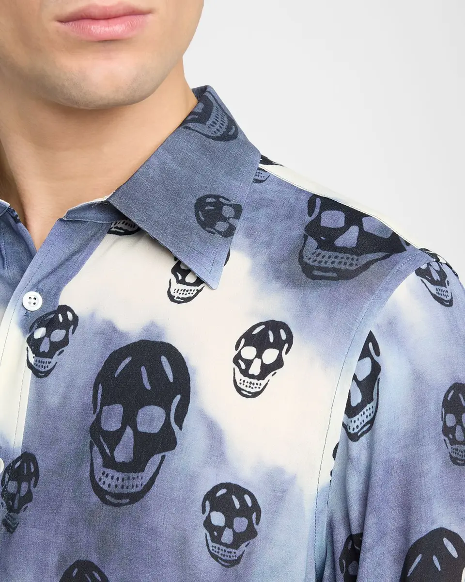 Alexander McQueen Men's Viscose Tie-Dye Skull Sport Shirt | Thumbnail 5 Alexander McQueen Men's Viscose Tie-Dye Skull Sport Shirt | Thumbnail 5