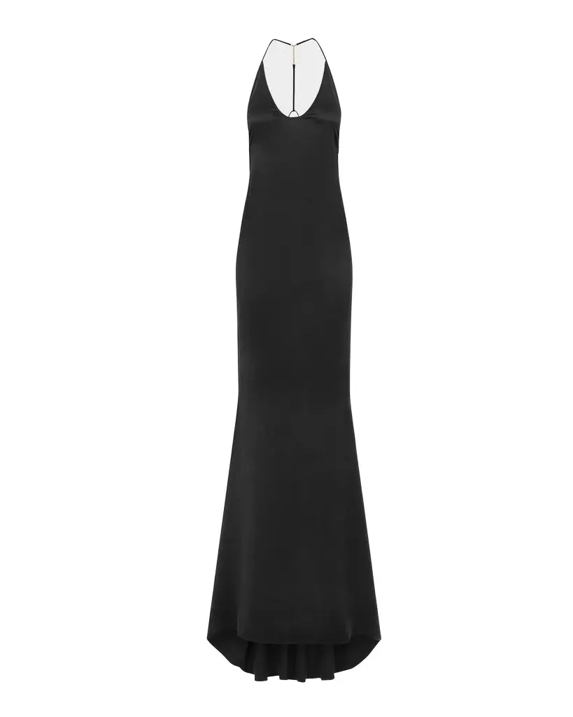 Tom Ford Peach-Feel Silk Backless Trumpet Silhouette | Image 1 Tom Ford Peach-Feel Silk Backless Trumpet Silhouette | Image 1