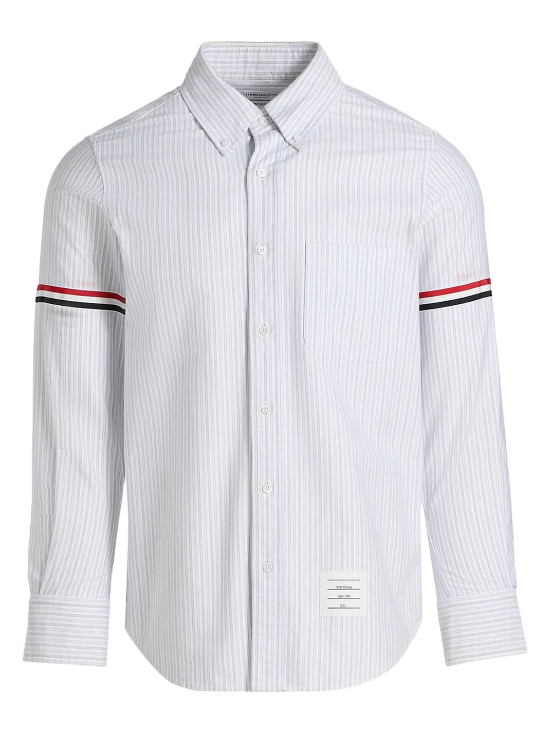 Thom Browne Men's Cotton Grosgrain-Stripe Straight Fit Sport Shirt