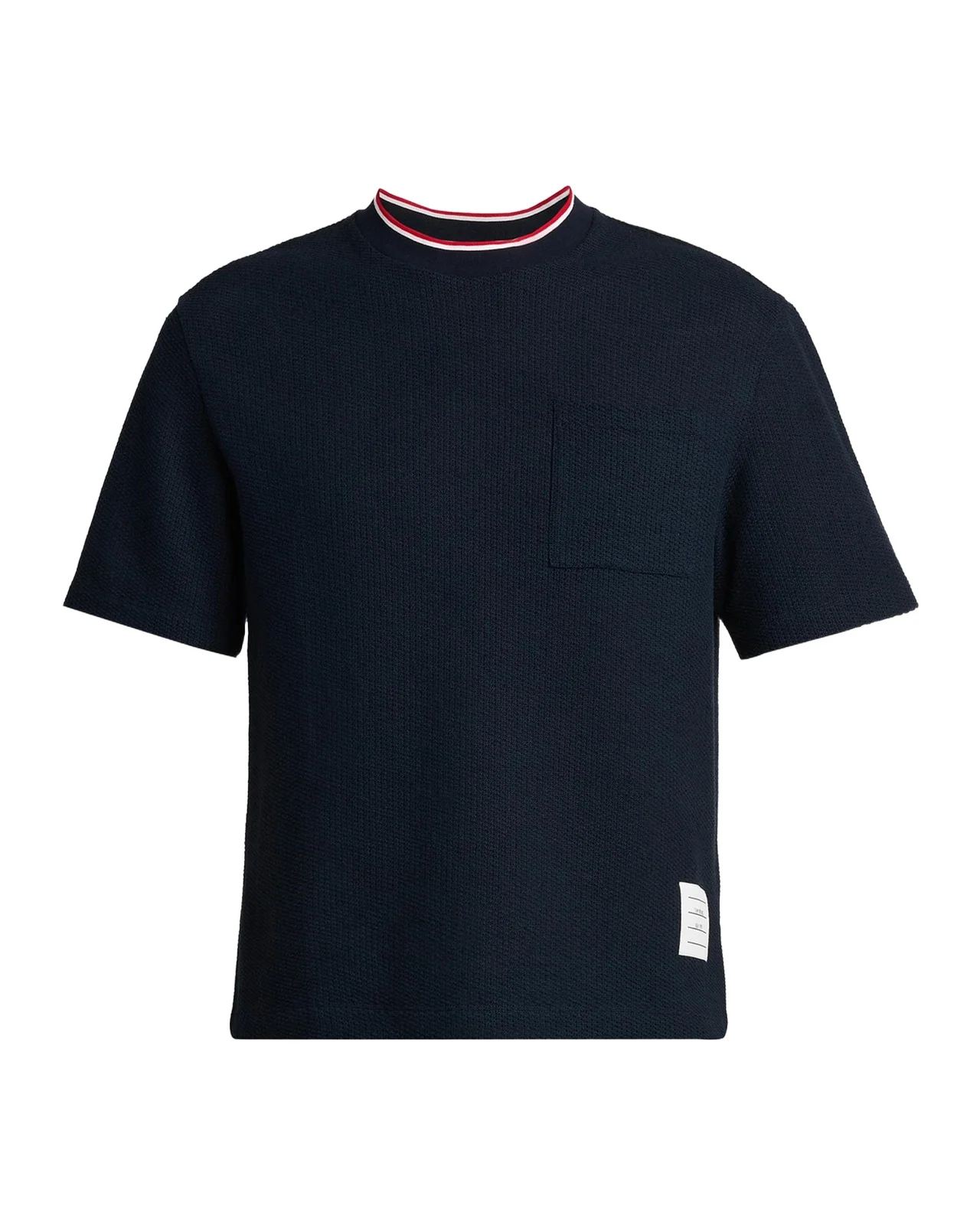 Thom Browne Men's RWB Tipped Crewneck Cotton-Linen T-Shirt