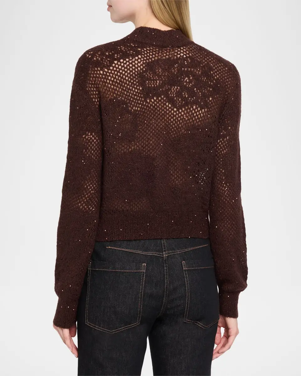 Brunello Cucinelli Glam-Knit Paillette Mesh Cardigan | Thumbnail 3 Brunello Cucinelli Glam-Knit Paillette Mesh Cardigan | Thumbnail 3
