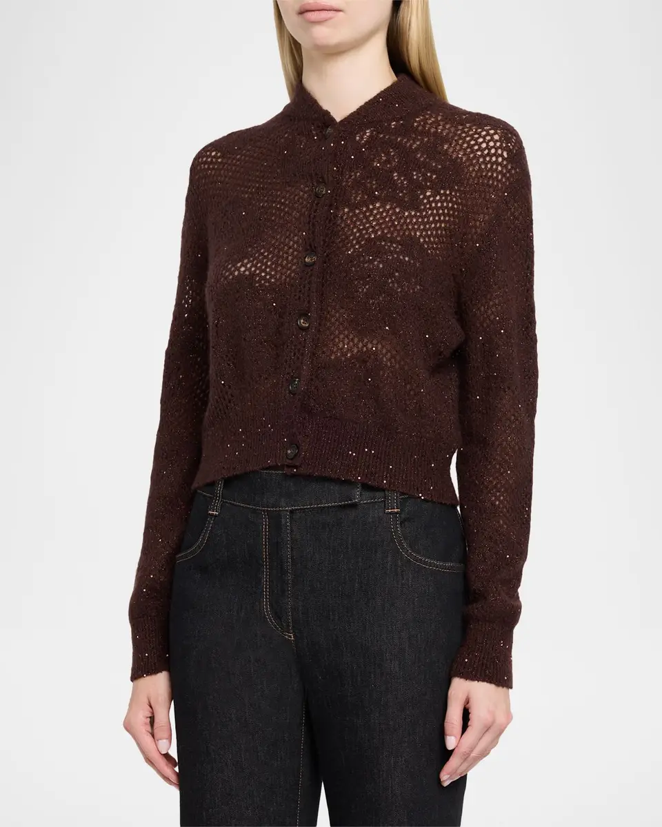 Brunello Cucinelli Glam-Knit Paillette Mesh Cardigan | Thumbnail 4 Brunello Cucinelli Glam-Knit Paillette Mesh Cardigan | Thumbnail 4