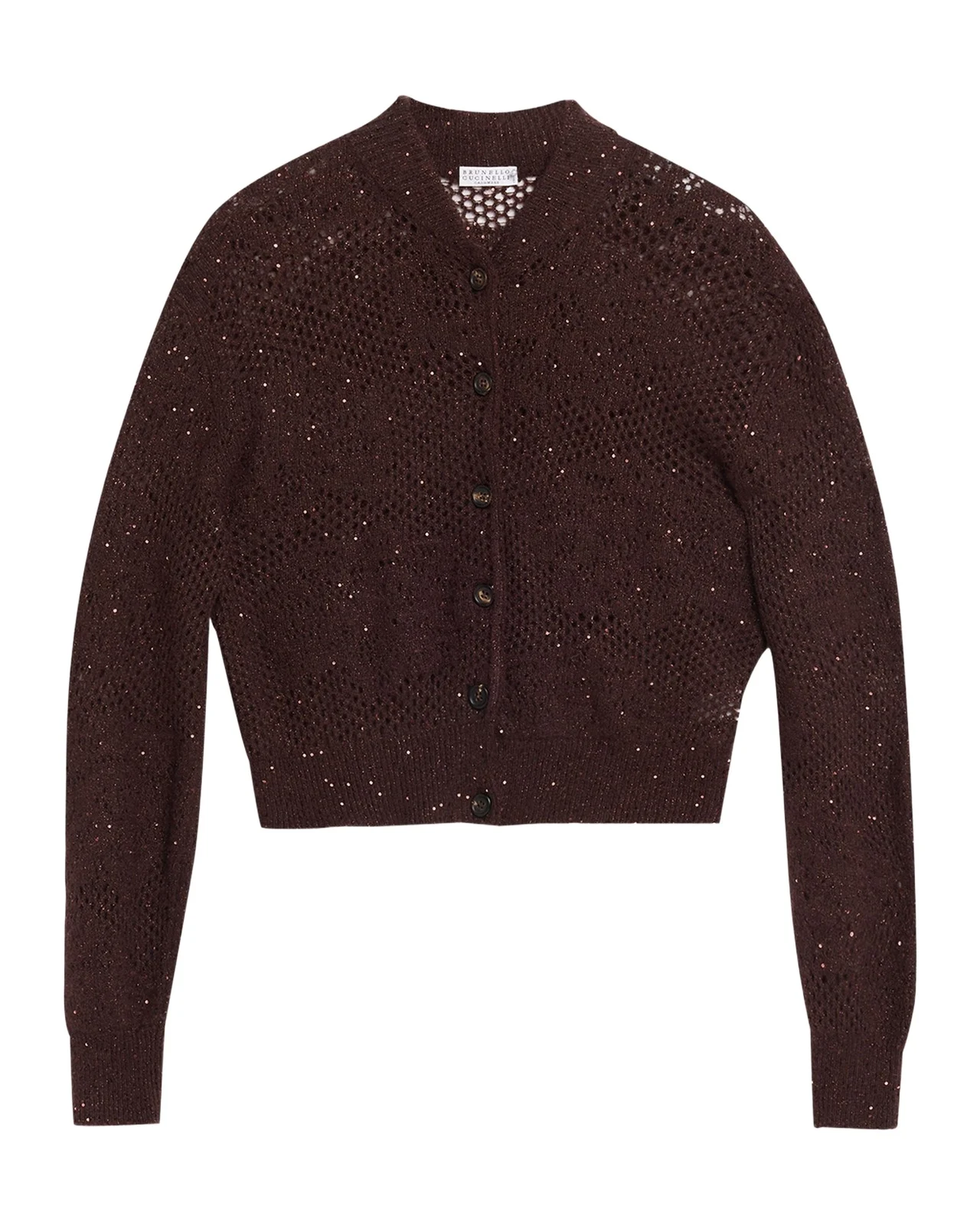 Brunello Cucinelli Glam-Knit Paillette Mesh Cardigan