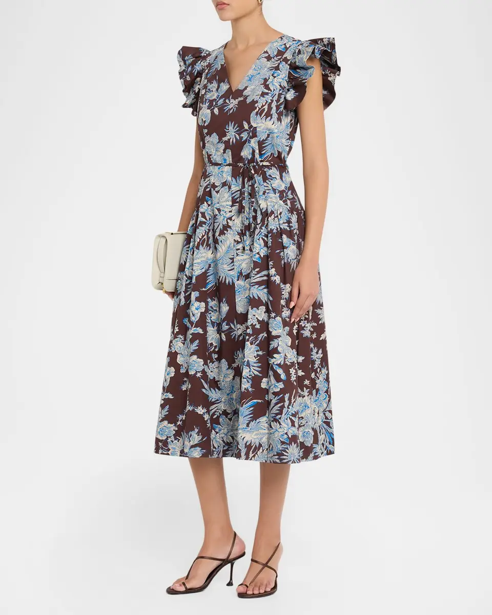 Elie Tahari The Eloise Floral Cotton Midi Dress | Thumbnail 4 Elie Tahari The Eloise Floral Cotton Midi Dress | Thumbnail 4