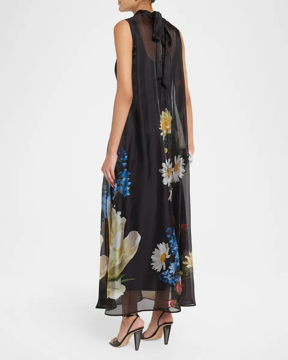 Elie Tahari July The Christina Floral Sheer-Overlay Maxi Dress | Thumbnail 3 Elie Tahari July The Christina Floral Sheer-Overlay Maxi Dress | Thumbnail 3