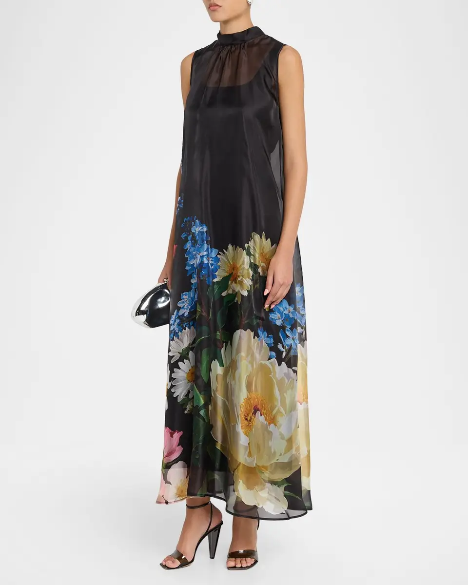 Elie Tahari July The Christina Floral Sheer-Overlay Maxi Dress | Thumbnail 4 Elie Tahari July The Christina Floral Sheer-Overlay Maxi Dress | Thumbnail 4